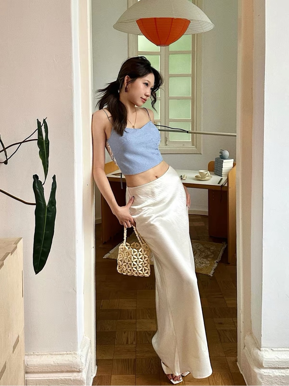 Silky Cream Bias Maxi Skirt - Cream